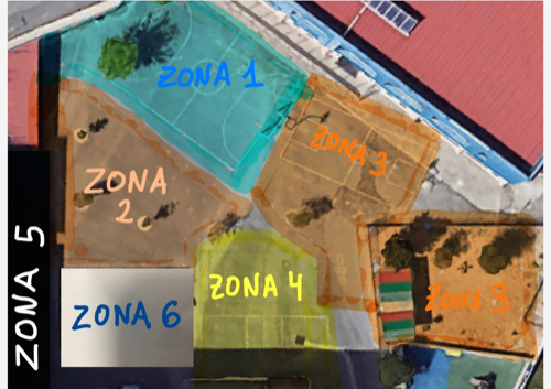 Mapa de zonas do patio